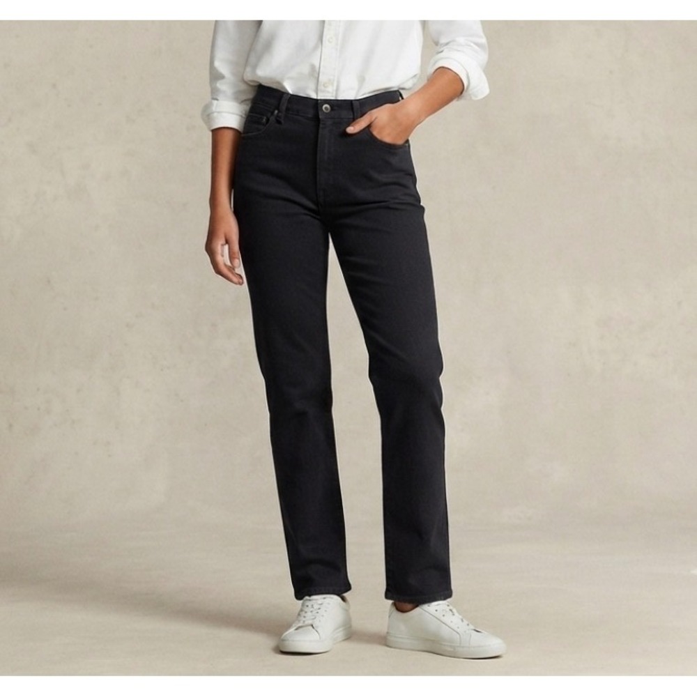 Lauren Ralph Lauren Vintage Blue Brush Denim High Rise‎ Relaxed Mom Jeans 10